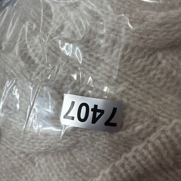 J Jill Sweater Womens Medium Beige Wool Cable Knit High Neck Boxy Fisherman - Picture 13 of 13